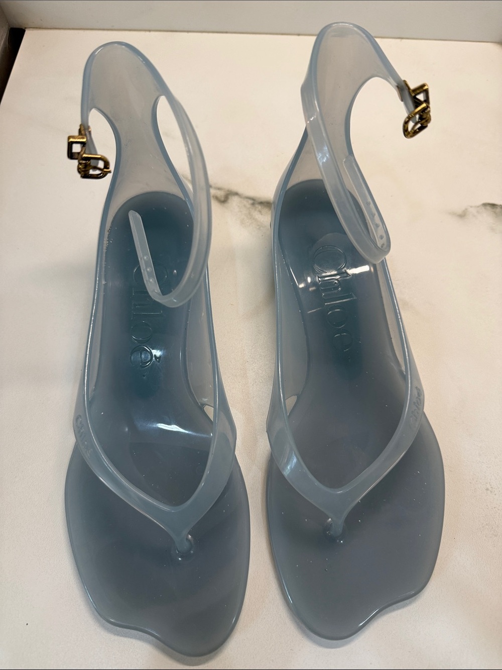 Chloe Light Blue Jelly Ankle-Strap Sandals - Picture 2 of 7